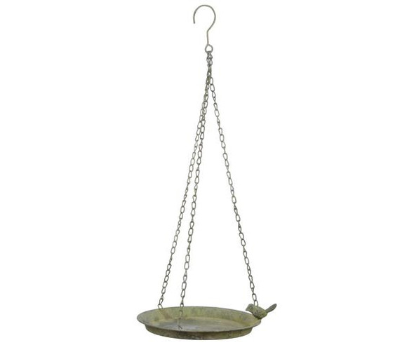 BEST FOR BIRDS - Aged Metal Hanging Bird Bath w/Bird Green (BFBAM82) 8714982115820