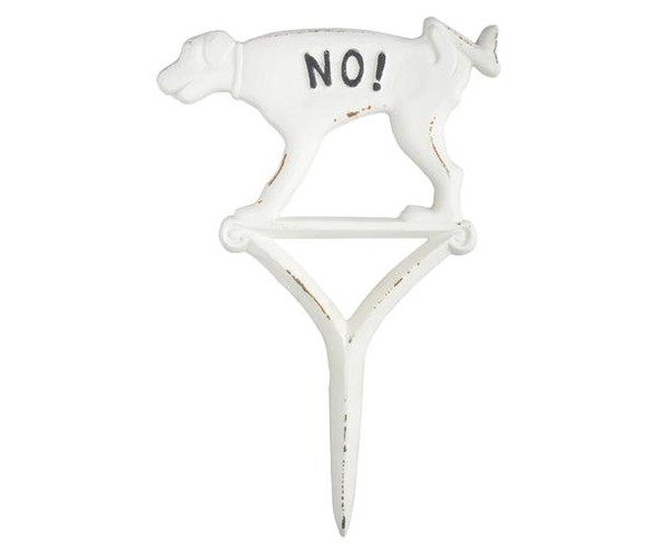 BEST FOR BIRDS - (Dog) NO! Peeing Yard Sign Cast Iron White (BFBHB16) 8714982111600