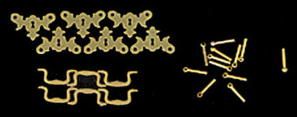 1" Scale Dollhouse Miniature - 6-Chippendale Escutcheons with Drawer Pulls (99)