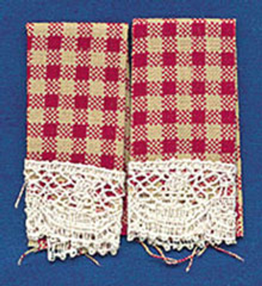BARBARA O'BRIEN - 1" Scale Dollhouse Miniature - Dish Towels: Country Red (2) (50626) 731851506266