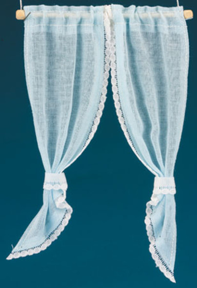 BARBARA O'BRIEN - 1" Scale Dollhouse Miniature - Demi Curtains: Tie Back, Blue (52113) 731851521139