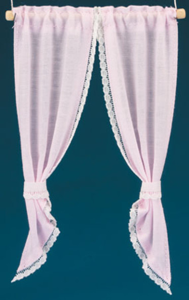 BARBARA O'BRIEN - 1" Scale Dollhouse Miniature - Demi Curtains: Tie Back, Pink (52114) 731851521146