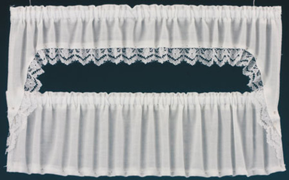BARBARA O'BRIEN - 1" Scale Dollhouse Miniature - Curtains: Picture Window Cape, White (52412) 731851524123