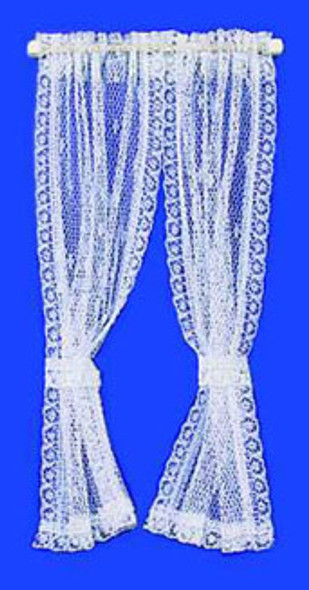 BARBARA O'BRIEN - 1" Scale Dollhouse Miniature - Curtains: Lace Curtain, White (54302) 731851543025