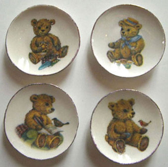 BY BARB - 1" Scale Dollhouse Miniature - Bear Plate 4Pcs. (CDD111)