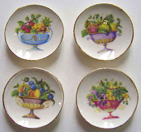 BY BARB - 1" Scale Dollhouse Miniature - 4 Fruit Bowl Plates (CDD228)