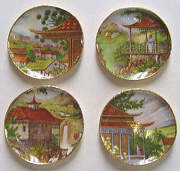 BY BARB - 1" Scale Dollhouse Miniature - Pagoda Platters, 4Pc (CDD310)