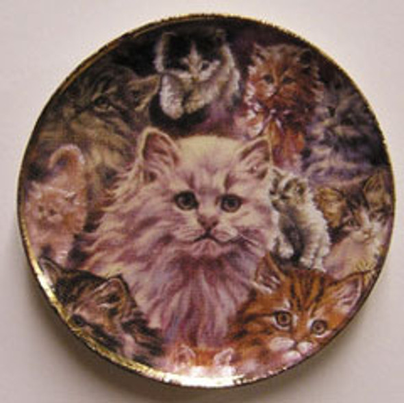 BY BARB - 1" Scale Dollhouse Miniature - Cat Montage Platter (CDD507)