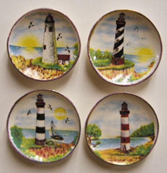 BY BARB - 1" Scale Dollhouse Miniature - Lighthouse Plates- Set of 4 (CDD593)