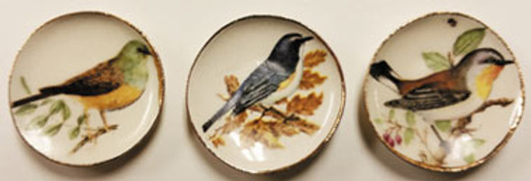 BY BARB - 1" Scale Bird Plates 3 Piece Dollhouse Miniature (CDD631)