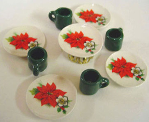 BY BARB - 1" Scale Dollhouse Miniature - Dessert Set-Poinsettia (CDD82)