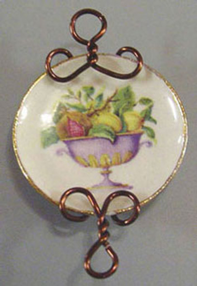 BY BARB - 1" Scale Dollhouse Miniature - Fruit Plate with Wire Wall Rack (CER84FR)