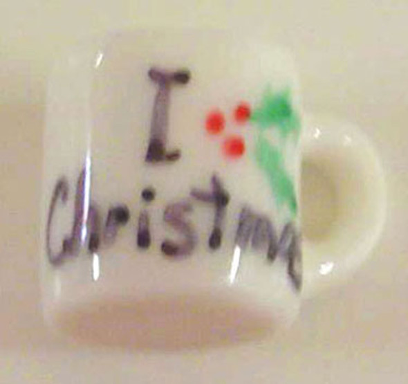 BY BARB - 1" Scale Dollhouse Miniature - I Love Christmas Mug (CX1)