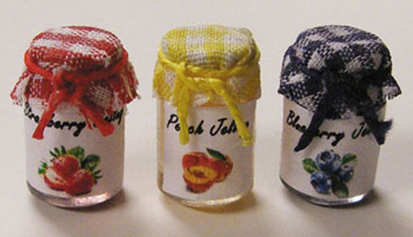 BY BARB - 1" Scale Dollhouse Miniature - 3 Jars of Jelly (GF22)