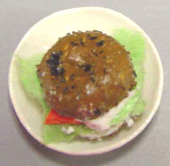 BY BARB - 1" Scale Dollhouse Miniature - Bagel & Lox Plate (JF12)