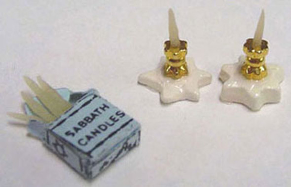 BY BARB - 1" Scale Dollhouse Miniature - Sabbath Candle Set (JH4)