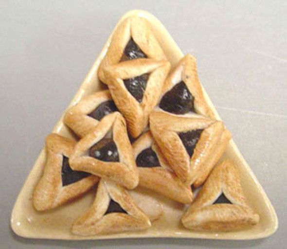 BY BARB - 1" Scale Dollhouse Miniature - Triangle Plate Of Hamantashen (JPU3)