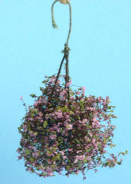 CREATIVE ACCENTS BY BILL LANKFORD - 1 Inch Scale Dollhouse Miniature - Hanging Basket:burgundy-mauve Large (CAHBL14)