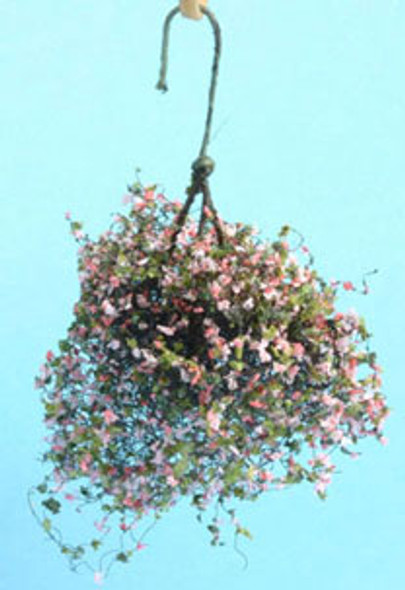 CREATIVE ACCENTS BY BILL LANKFORD - 1 Inch Scale Dollhouse Miniature - Hanging Basket:pink-fuchsia Large (CAHBL15)