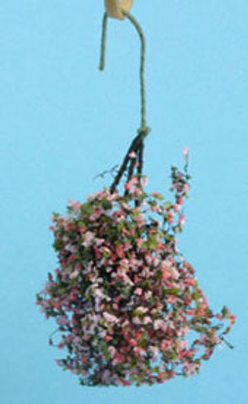CREATIVE ACCENTS BY BILL LANKFORD - 1 Inch Scale Dollhouse Miniature - Hanging Basket:pink-fuchsia Small (CAHBS15)