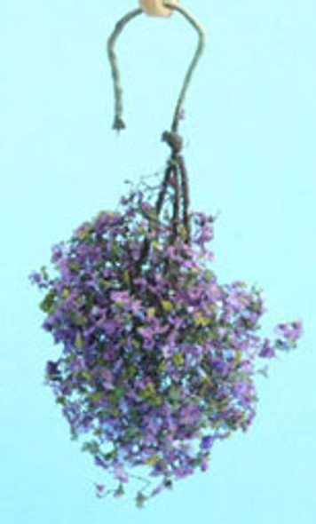 CREATIVE ACCENTS BY BILL LANKFORD - 1 Inch Scale Dollhouse Miniature - Hanging Basket:purple-blue Small (CAHBS17)