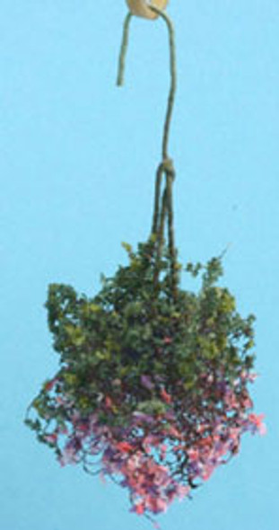 CREATIVE ACCENTS BY BILL LANKFORD - 1 Inch Scale Dollhouse Miniature - Hanging Basket:fuchsia,pink, White Small (CAHBS20)