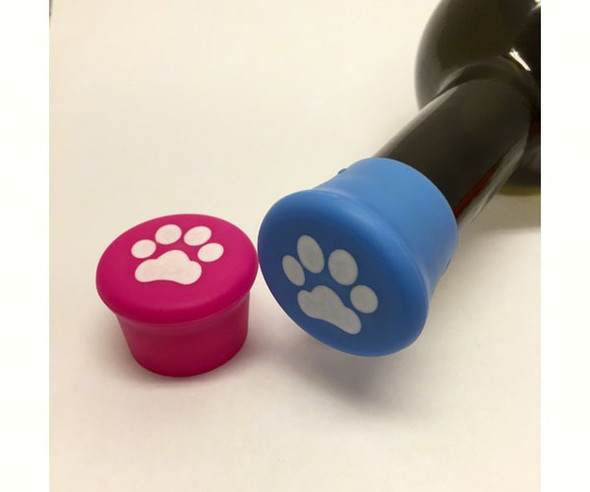 CAPABUNGA - Paws (Pale Blue and Magenta) Reusable Silicone Wine Bottle Cap CAPAU2P248 858720003005