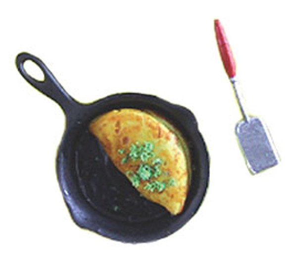 CARRUDUS - 1 Inch Scale Dollhouse Miniature - Omelet With Pan And Spatula (CAR0848)