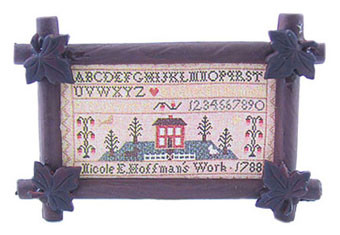 CARRUDUS - 1 Inch Scale Dollhouse Miniature - Sampler In Antique Leaf Frame (CAR8842SM)