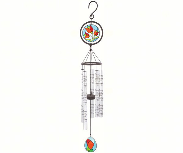 CARSON HOME ACCENTS - In Memory (Decorated Design) - 35 inch Stained Glass Sonnet Wind Chime CHA60377 096069603771