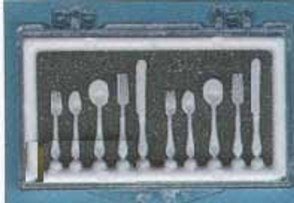 CHRYSNBON - 1 Inch Scale Dollhouse Miniature - White Flatware 10 Pieces (CB060) 749939400603