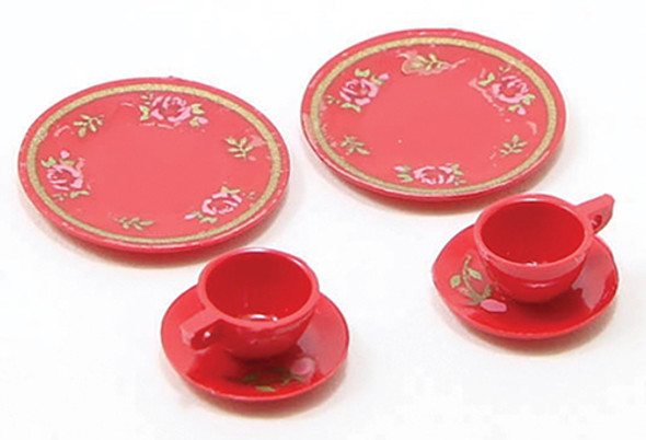 CHRYSNBON - 1 Inch Scale Dollhouse Miniature - Dinnerware Set-red (CB065R) 749939400672