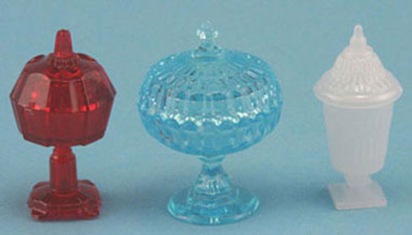 CHRYSNBON - 1 Inch Scale Dollhouse Miniature - Set Of 3 Assorted Candy Dishes (CB068) 749939400696