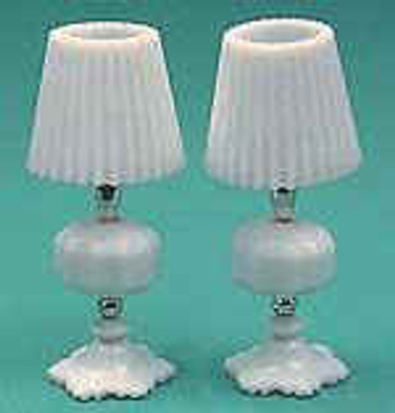 CHRYSNBON - 1 Inch Scale Dollhouse Miniature - White Table Lamps (2) (CB103) 749939401020