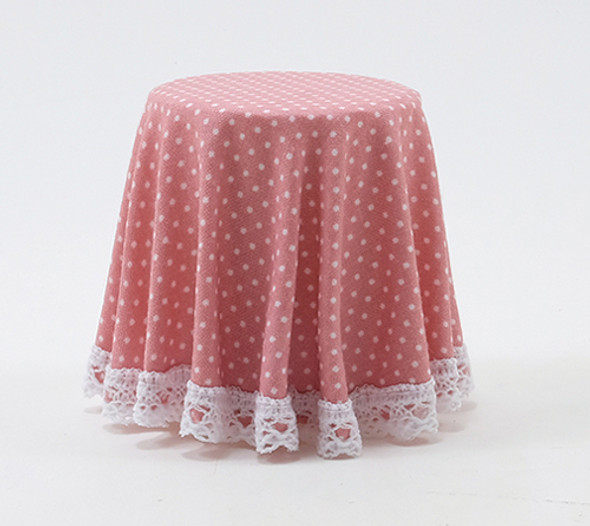 CHRYSNBON - 1 Inch Scale Dollhouse Miniature Living Room Furniture - Skirted Table-pink Mini Dot (CB124P) 749939401372