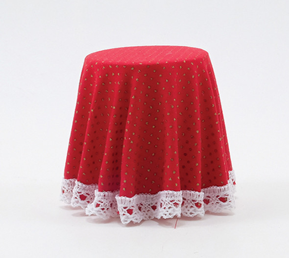 CHRYSNBON - 1 Inch Scale Dollhouse Miniature Living Room Furniture - Skirted Table-red Mini Dot (CB124R) 749939401389