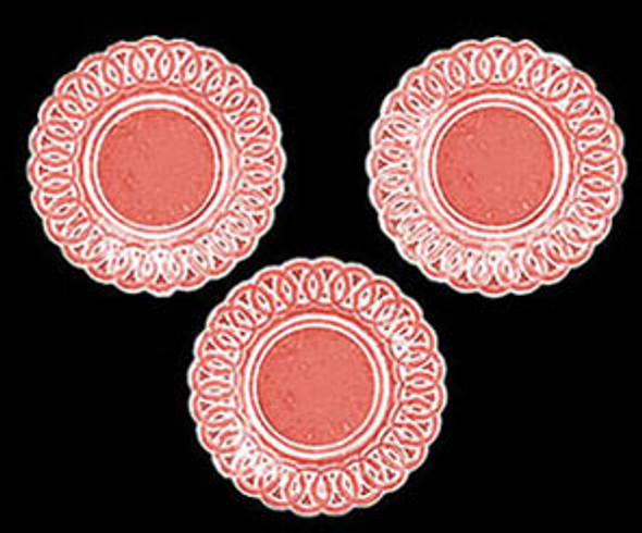 CHRYSNBON - 1 Inch Scale Dollhouse Miniature - Lace-edged Plates 3 pcs Transparent Pink (CB153P) 749939401891
