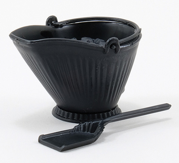 CHRYSNBON - 1 Inch Scale Dollhouse Miniature - Coal Scuttle With Shovel And Coal (CB156) 749939401921