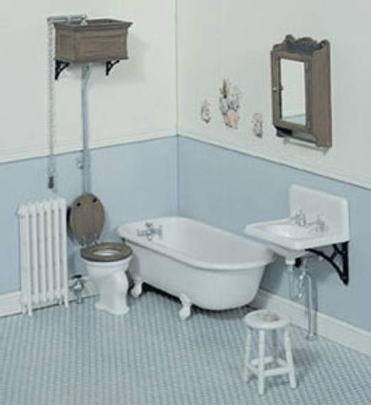 CHRYSNBON - 1 Inch Scale Dollhouse Miniature Bathroom Furniture - F-230 Victorian Bathroom Kit Plastic (CB2111) 749939402232