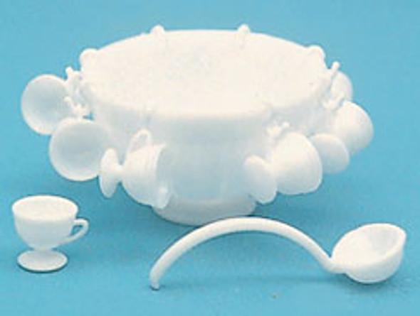 CHRYSNBON - 1 Inch Scale Dollhouse Miniature - M-120w Punch Bowl Set Minikit White Kit Plastic (CB2209) 749939402393