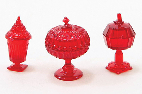 CHRYSNBON - 1 Inch Scale Dollhouse Miniature - Candy Dishes 3pc Red (CB68R) 749939403406