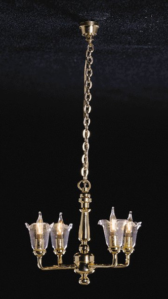 CIR-KIT - 1 Inch Scale Dollhouse Miniature Lighting - 4 Up-arm Colonial Tulip Shade Chandelier (CK3002) 726121030022