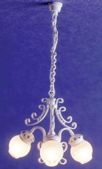 CIR-KIT - 1 Inch Scale Dollhouse Miniature Lighting - Chandelier 3-arm Filigree White (CK3012)