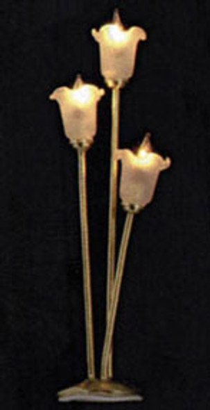 CIR-KIT - 1 Inch Scale Dollhouse Miniature Lighting - 3 Arm Tulip Shade Floor Lamp (CK4312)