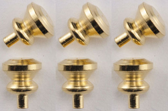 CLASSICS - Dollhouse Furniture Round Brass Knobs - 6 in a Package 1" Scale Dollhouse Miniature CLA05532 731851055320
