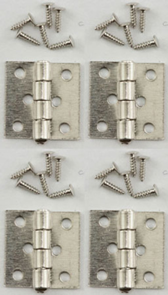 CLASSICS - 1" Scale Butt Hinges With Nails 4 Pack Satin Nickel Dollhouse Miniature (05541)