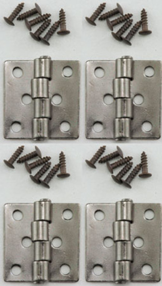 CLASSICS - Dollhouse Furniture Butt Hinges with Nails - Pewter - 4 Pack 1" Scale Dollhouse Miniature CLA05555 731851055559