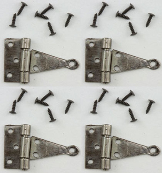 CLASSICS - Dollhouse Furniture Pewter T - Hinges - 2 pack with 24 Nails 1" Scale Dollhouse Miniature CLA05563 731851055634