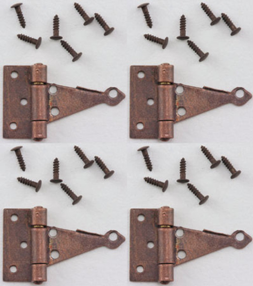 CLASSICS - Dollhouse Furniture T - Hinges with nails - Oil Rubbed Bronze - 4 pack 1" Scale Dollhouse Miniature CLA05565 731851055658