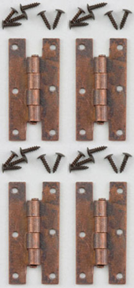 CLASSICS - 1" Scale H Hinges with Nails Oil Rubbed Bronze 4 Pack Dollhouse Miniature (05566) 731851055665